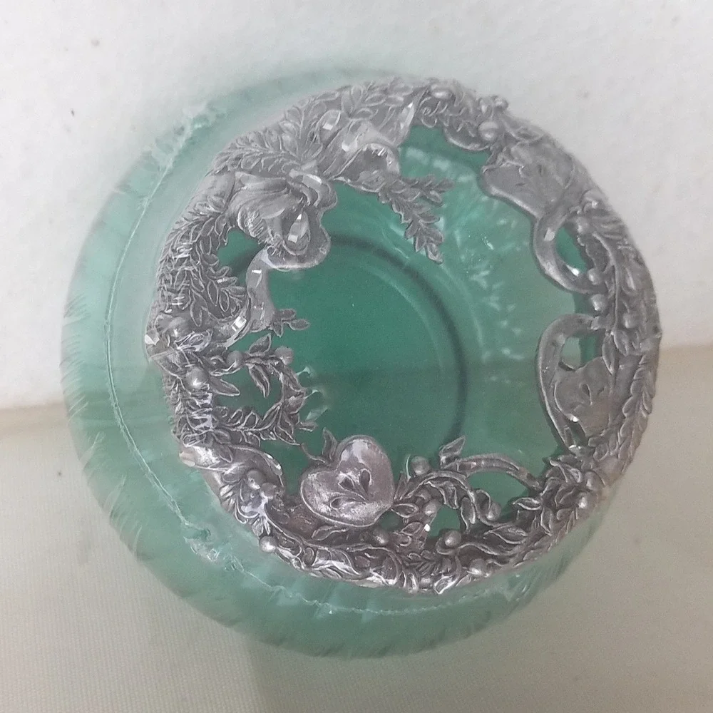 Rawcliffe Green Glass‎ Jar Potpourri apple vine garden pewter Lid Scented VNTG